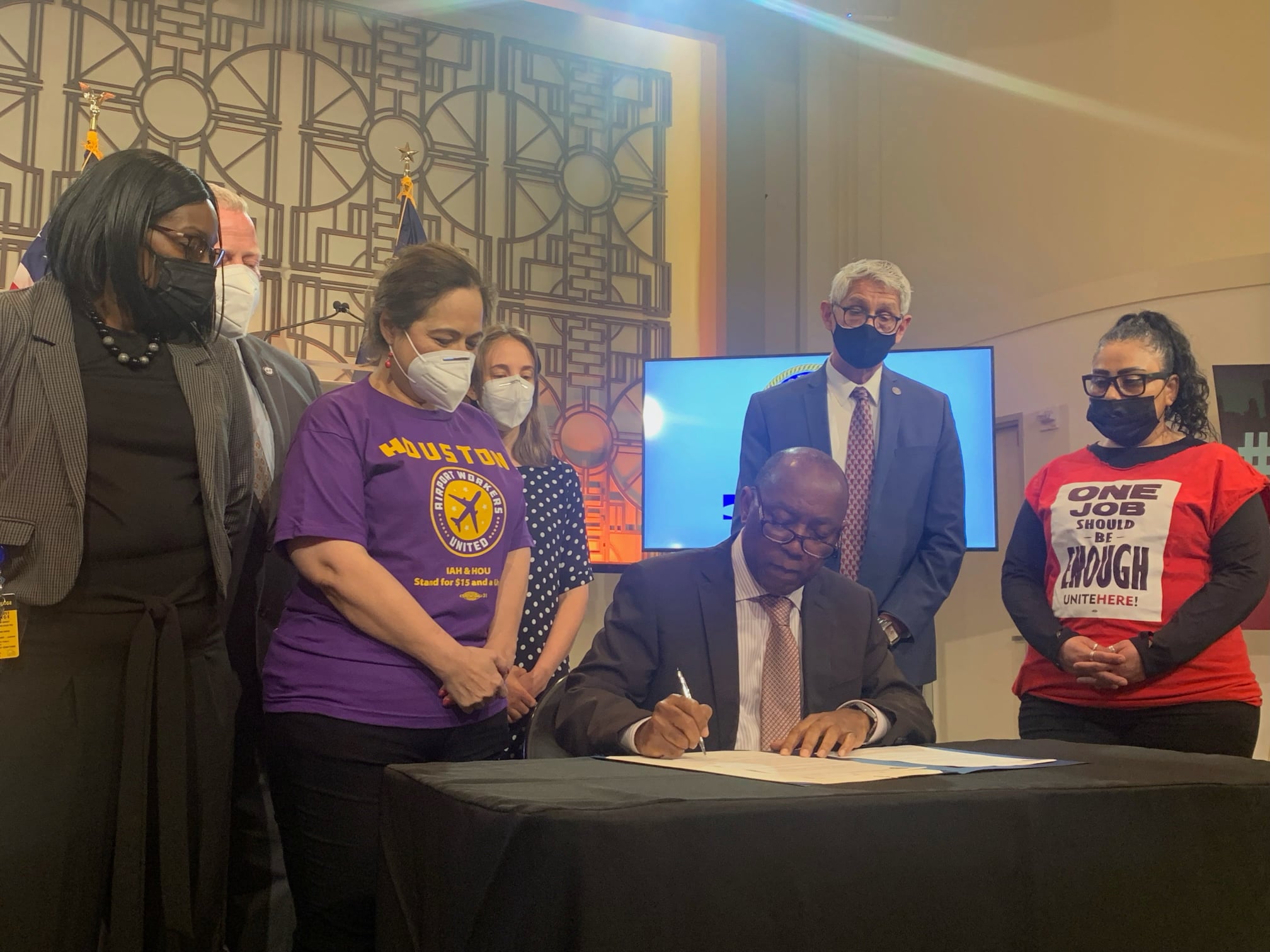 Houston city-contracted Janitors, and Security Officers, and Airport Workers just won a path to $15 an hour just as thousands of Union Janitors are readying to fight for a New Contract!